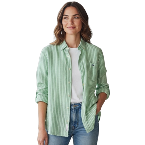 Vineyard Vines Tops - Vineyard Vines Linen Striped Button-Up Shirt